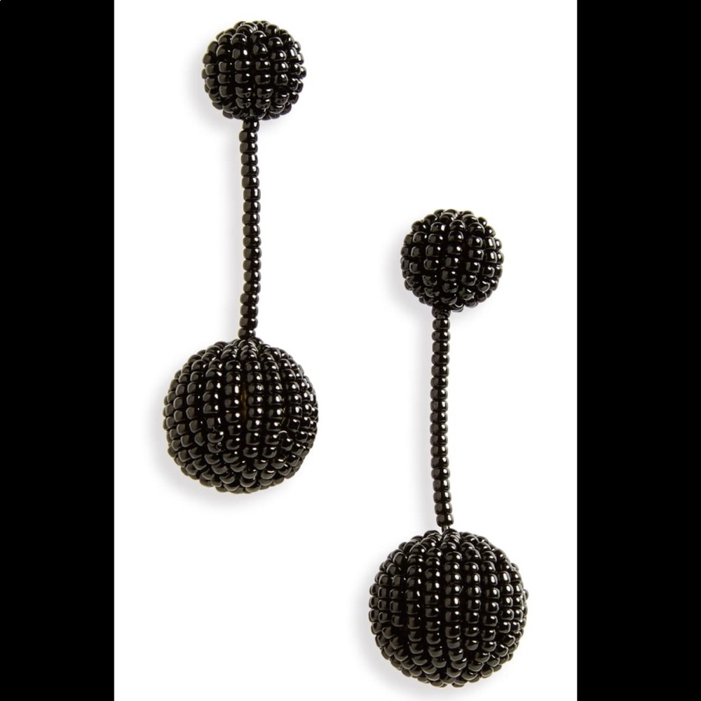 ❣️SOLD❣️Madewell Black Beaded Ball Drop Earrings